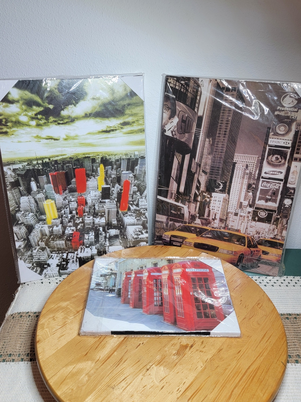 Lot of 3 Cityscape Cities Wall Art Prints on Paper Vertical 11x16 Multicolor New